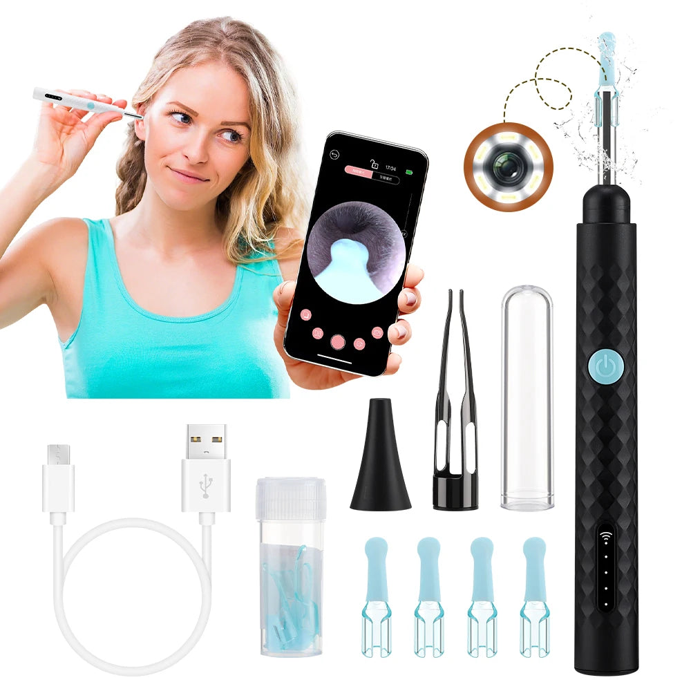 Smart Visual Ear Camera Set HD 1080P with WiFi Ear Pick Endoscope Ear Cleaner with Tweezers Ear Wax Removal Tool Ear Spoon Case