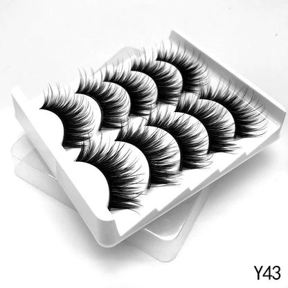 GROINNEYA Manga Lashes 5/7 pairs Eyelashes 3D Natural False Lashes Fluffy Soft Cross Wispy Natural Eyelash Extension Makeup