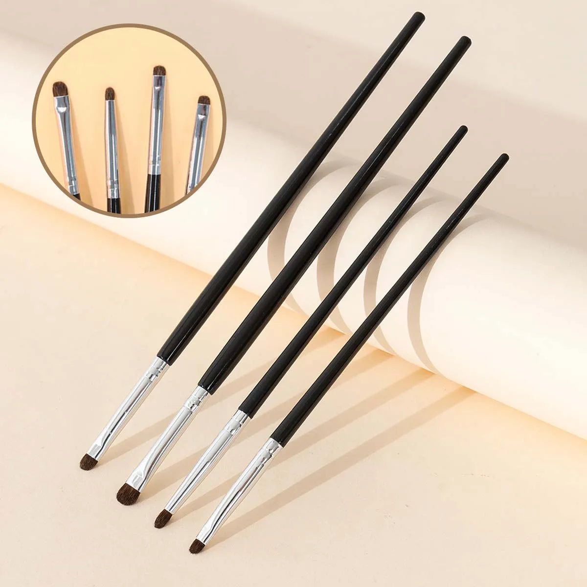 4Pcs Eye Detail Brushes Set, Eyeshadow Brushes, Undereye Smudge Brushes, Soft Eyeliner Brush, Perfect Eye Makeup Tools