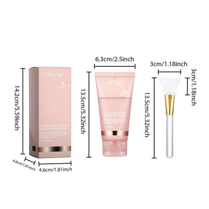 HOYGI Collagen Overnight Wrapping Peel Off Facial Mask Deeply Hydrating Moisturizing Night Wrapping Face Mask Care Cream