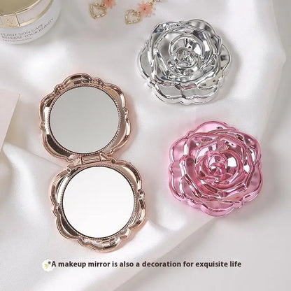 1PCS Portable Mini Mirror Retro Rose Flower Small Pocket Makeup Mirror Double Sided Hand Mirrors Compact Cosmetic Beauty Tool
