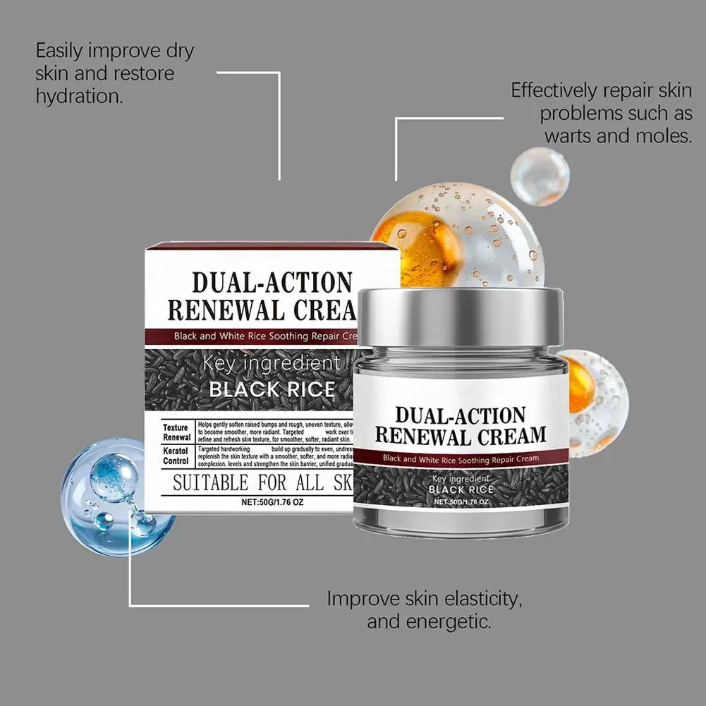 50g Dual-Action Renewal Cream Black White Rice Sooth Repair Cream Gentle Hydrating Suitable For All Skin Types Face Moisturizer
