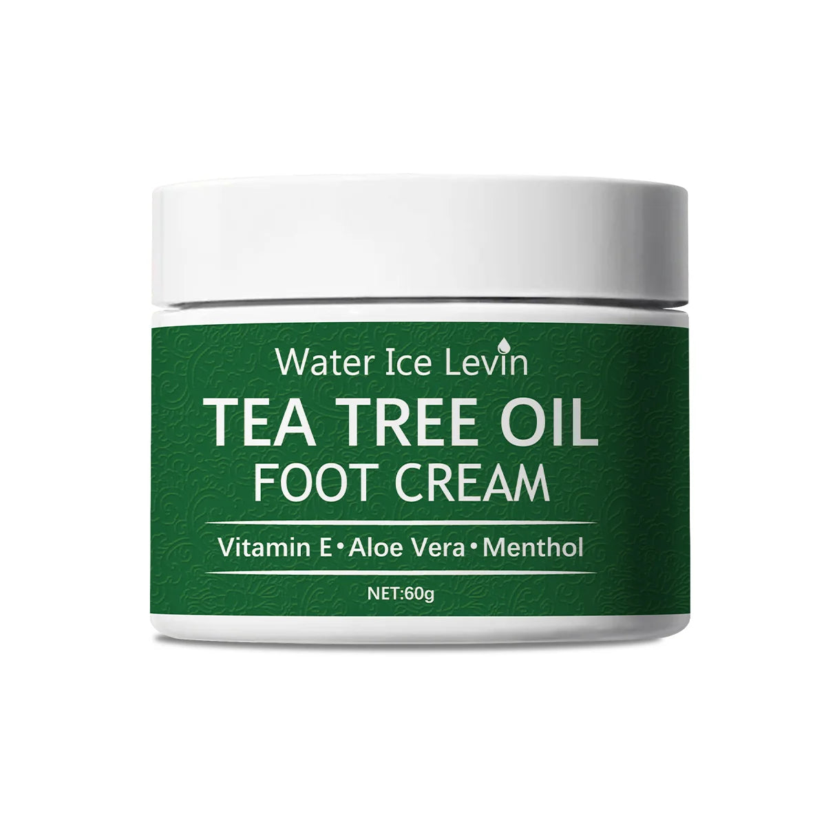 Water Ice Levin Tea Tree Oil Foot Cream – Vitamin E Aloe Vera Menthol Soothes Hydrates Feet Non-Greasy Fast Absorption 60g Net