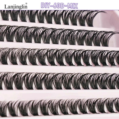 New 10Rows Individual Lashes Kit Natural Long DIY Cluster Eyelashes with Lash Bond and Seal Extension Kit Makeup Tools Faux Cils