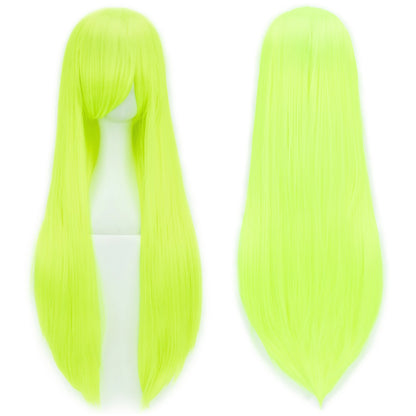 Soowee 80cm Long Synthetic Hair White Purple Cosplay Wigs Party Black Hair Straight Wig Hairpiece for Women