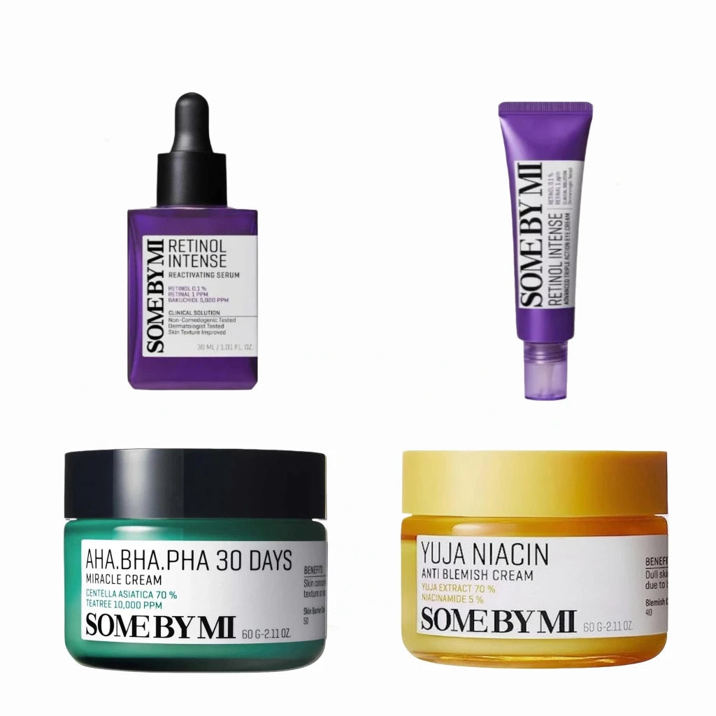 SOMEBYMI Skin Care Combination Retinol Rejuvenating Essence, Repair Cream, AHA.BHA.PHA Repair Cream, Nicotinamide Acne Removing