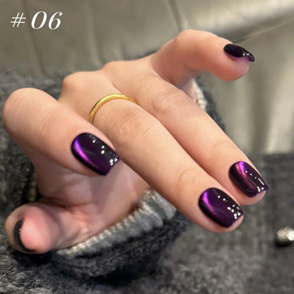 10ML 1-21PCS 2025 Autumn New Emerald Green Magnet Cat's Eye Gel Nail Polish Green Whitening Glass Bead Cat Eye Nail Polish