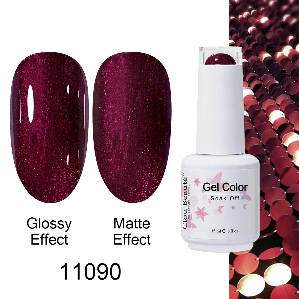 Clou Beaute 15ml Nail Gel Polish Warm Color Dark Red Brown Semi Permanent Nail Art Manicure Soak Off LED UV Varnishes Lacquer