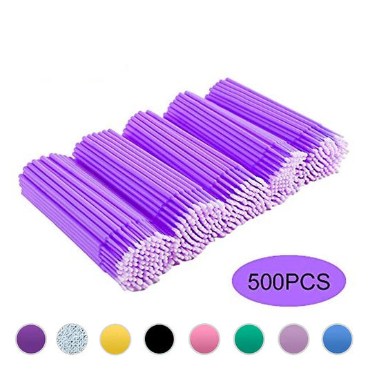 500 - Piece Lot of Eyelash Extension Cleaning Swabs - Ideal for Lash Lift Glue Removal, Microblade Makeup & Micro Brush