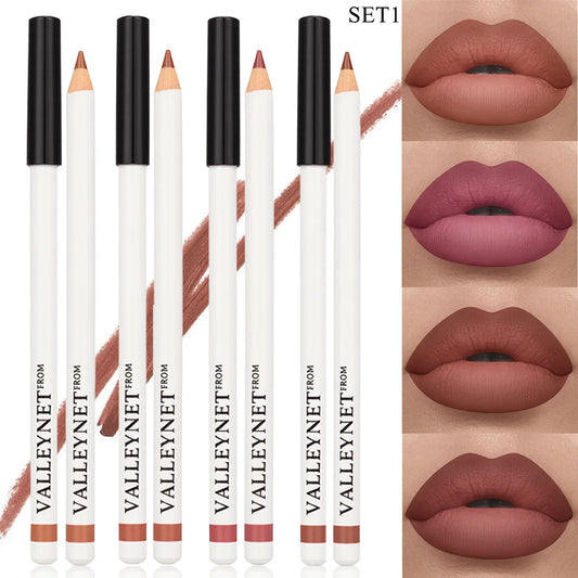 4pcs/set Lip Liner Set Lipstick, 2-in-1 Eyeliner and Lip Liner Waterproof Lip Liner Lipstick Set Women's Lip Combo Makeup