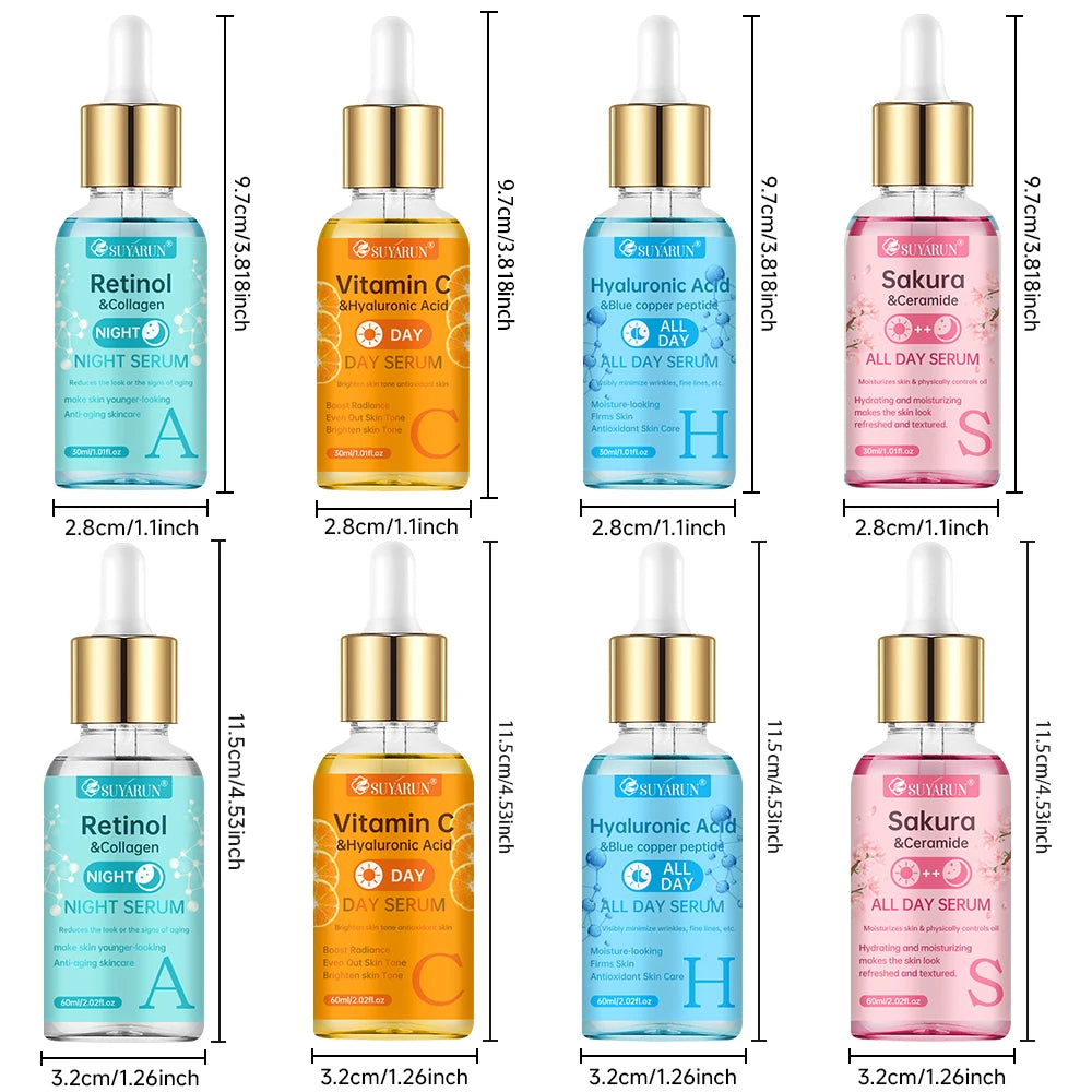 SUYARUN 24H Hydrating Serum ACHS 4-Piece Set – All-Day Moisturizing Facial Essence with Hyaluronic Acid & Vitamins | Anti-Aging