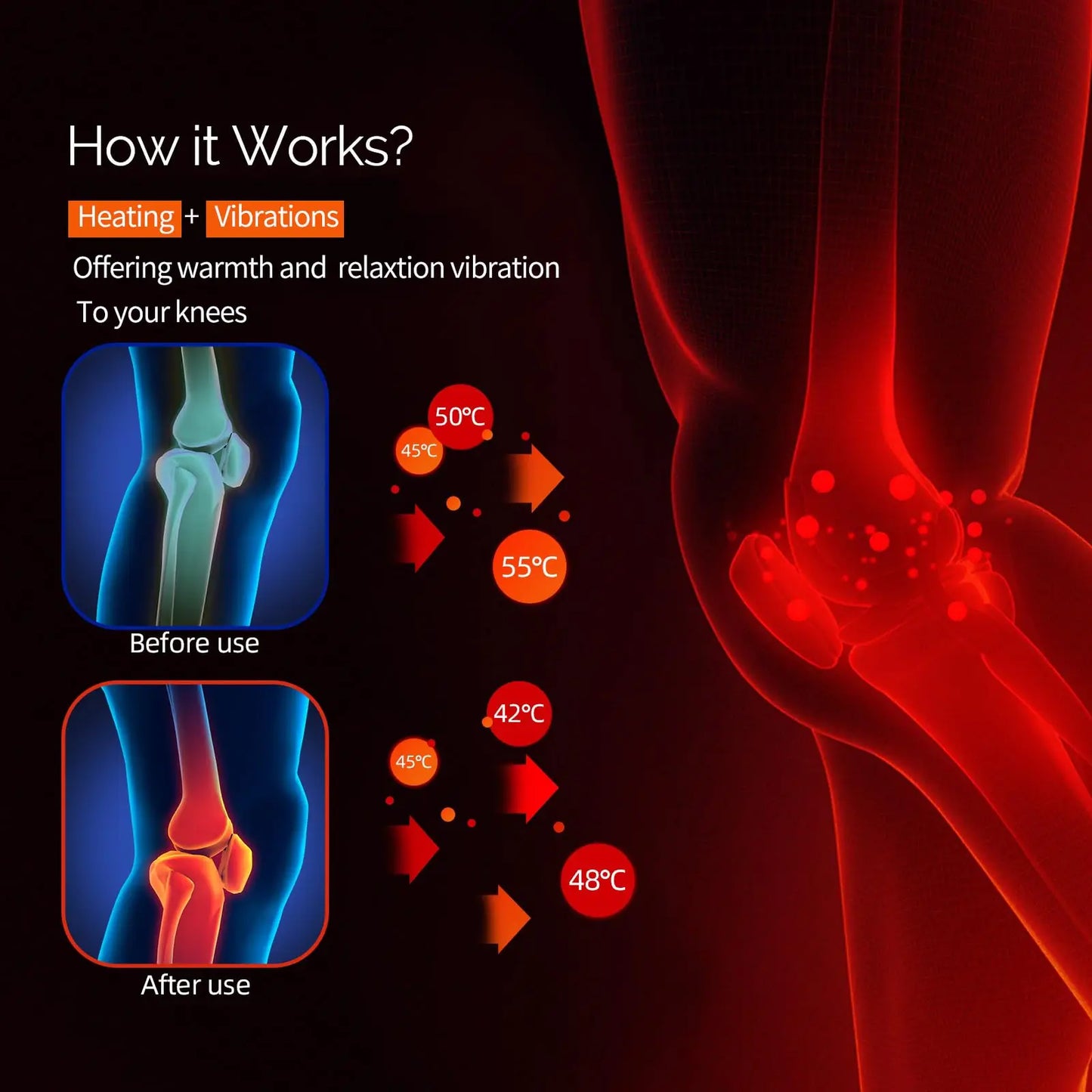 Knee Massager Smart Red Light and Massage Therapy for Swelling Stiff Joints Stretched Ligament and Muscles Injuries Gifts
