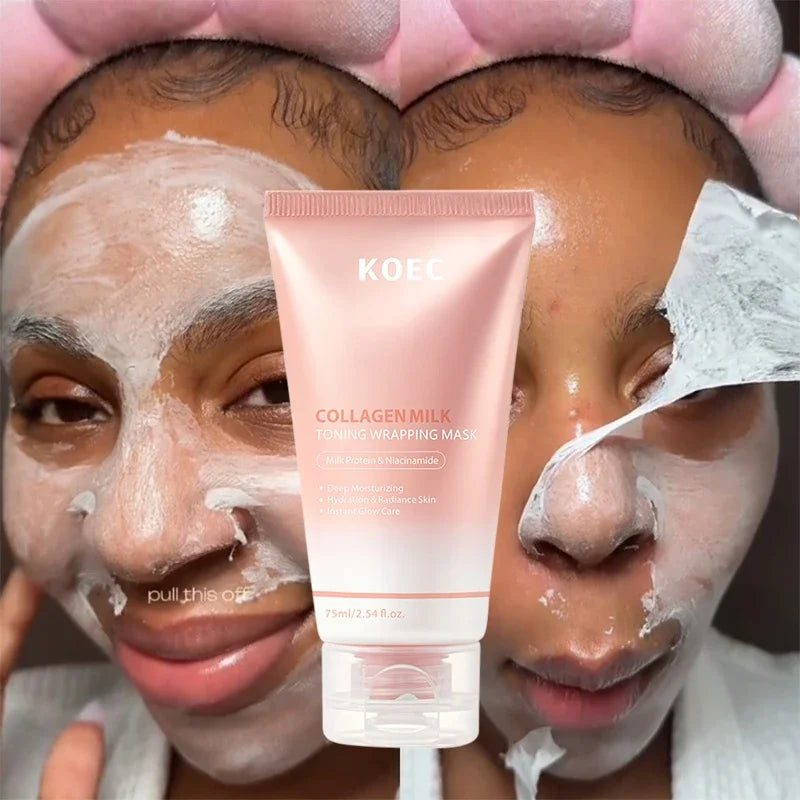 Collagen Milk Toning Wrapping Mask Deep Hydration&Radiance Skin Instant Glow Care Milk Protein & Niacinamide Milky Peel-off Mask