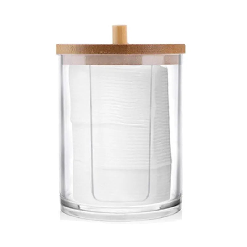 Acrylic Storage Box Bathroom Jar Makeup Organizer Cotton Pads Swab Holder Dispenser with Lid