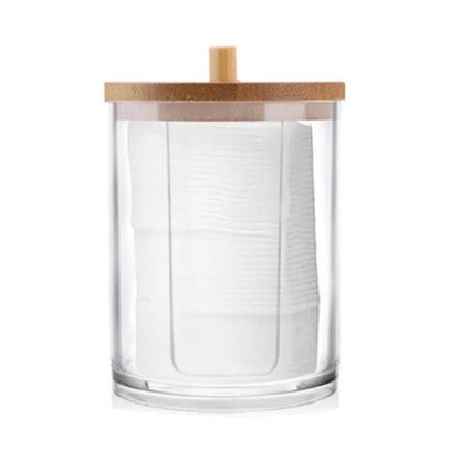 Acrylic Storage Box Bathroom Jar Makeup Organizer Cotton Pads Swab Holder Dispenser with Lid
