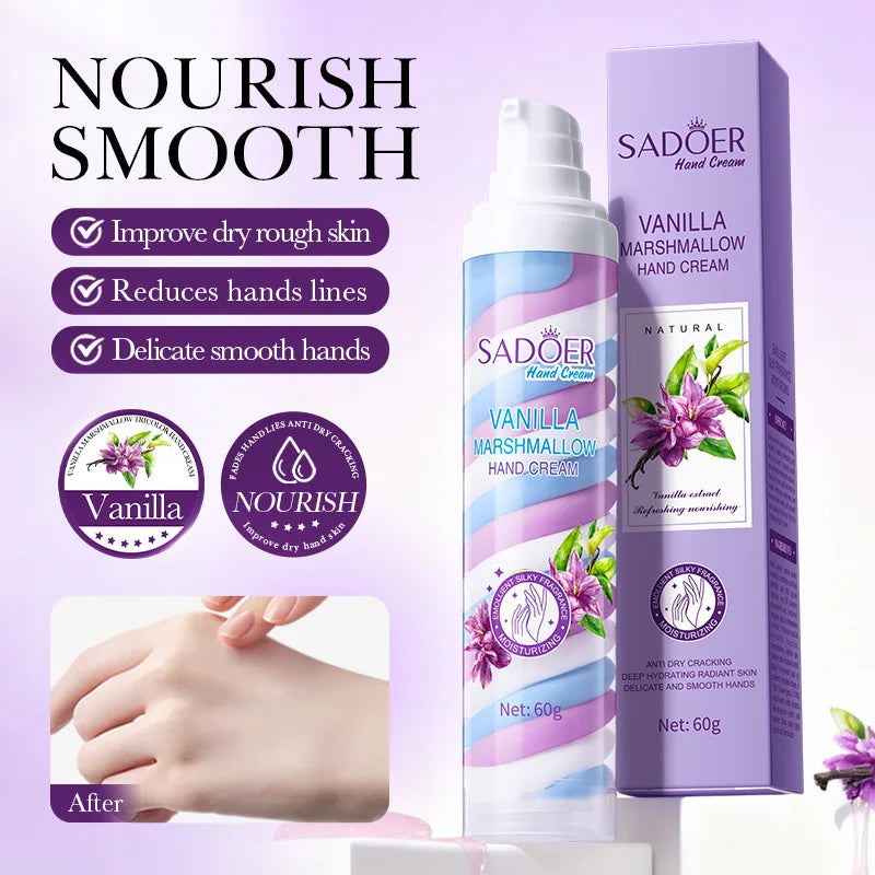 Fruit Marshmallow Hand Cream 60g – Tri-Color Nourishing Formula with Sweet Scent, Deeply Moisturizing Care for Dry Winter Hands