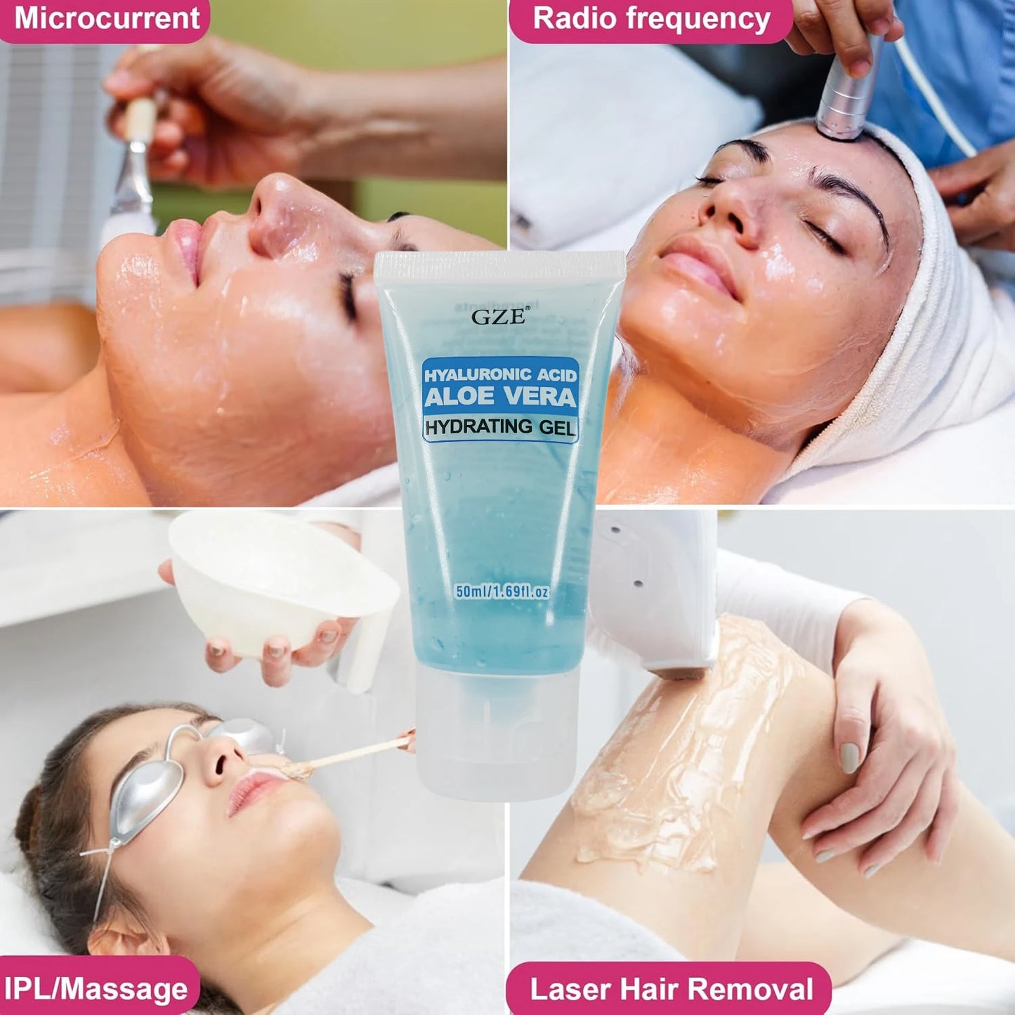 GZE Hydrating Microcurrent Conductive Gel, Gel Primer with Hyaluronic Acid, Non-irritating, Moisturizing Gel for RF