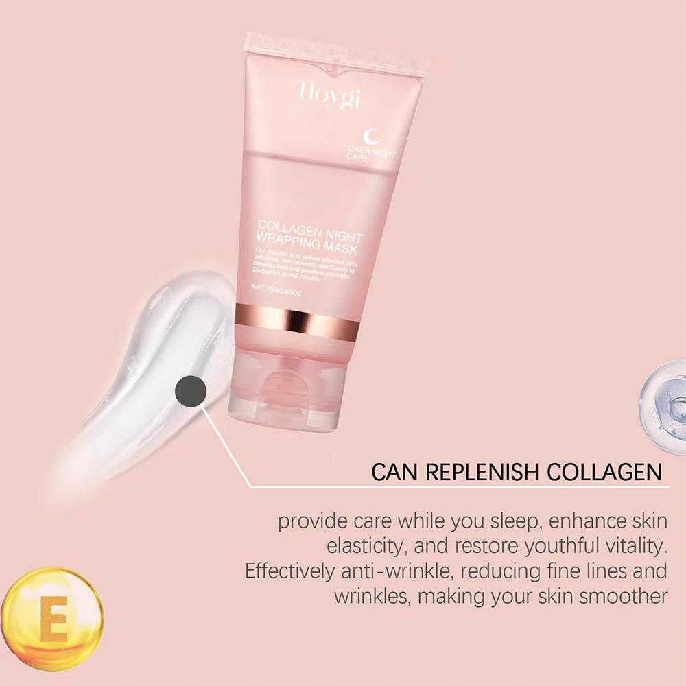 HOYGI Collagen Overnight Wrapping Peel Off Facial Mask Deeply Hydrating Moisturizing Night Wrapping Face Mask Care Cream