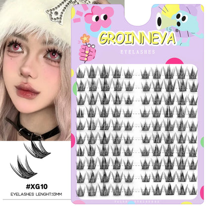 GROINNEYA Lash Clusters 30Rows DIY Natural Manga Eyelashes Mixed Tray Individual Lashes Natural Volume Eyelash Extension Makeup