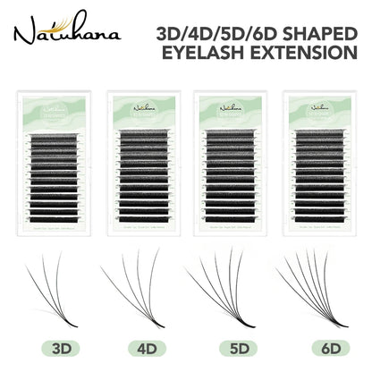 NATUHANA W Shape Eyelashes Extensions 3D 4D 5D 6D W Shaped Brown Black Clover Hand made Premade Volume Fans Lash Extensions