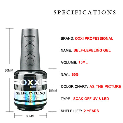 OXXI PROFESSIONAL Self-leveling Gel Polish 15ml Semipermanent Reinforcement Gellac Nails Art Strong UV Multifunction Gel Varnish