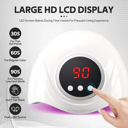 72W UV LED Nail Lamp Professional 24LEDS Gel Polish Drying Lamp With Automatic Sensing 3 Timer Nail Dryer Manicure Salon Tools