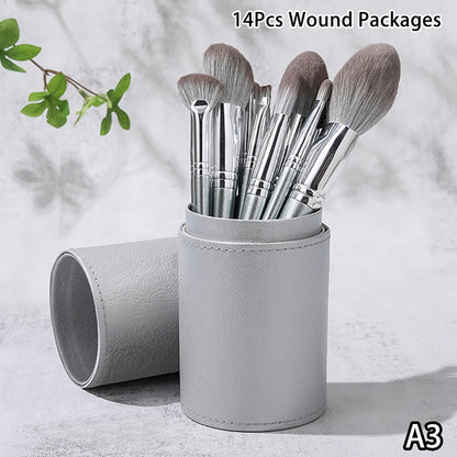 14Pcs Soft Cosmetic Makeup Brush Set Eyeshadow Eyebrow Highlight Lip Brushes Multifunctional For Face Eye Makeup Beginner Tools
