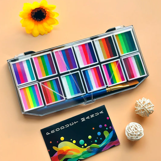12 Grids colors Face painting Body paint Makeup rainbow Water-based Colorful Painting Set Christmas Palette for Adults and Kids