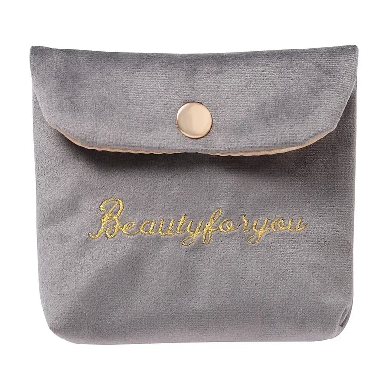Embroidered Letter Tampon Storage Bag Sanitary Pad Pouch Girls Cosmetic Bags Makeup Lipstick Key Earphone Data Cables Organizer