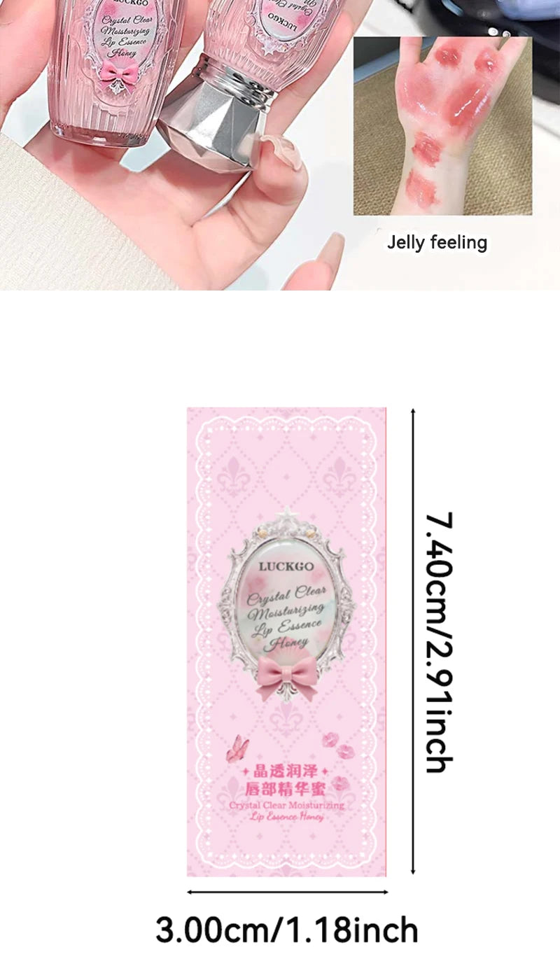 Lckgo Crystal Clear Moisture Lip Essence Gloss - Wrinkle Improvement Moisturizing Lip Balm, Mirror Gloss Lip Oil, Lipstick-Style Volume Lip Gloss