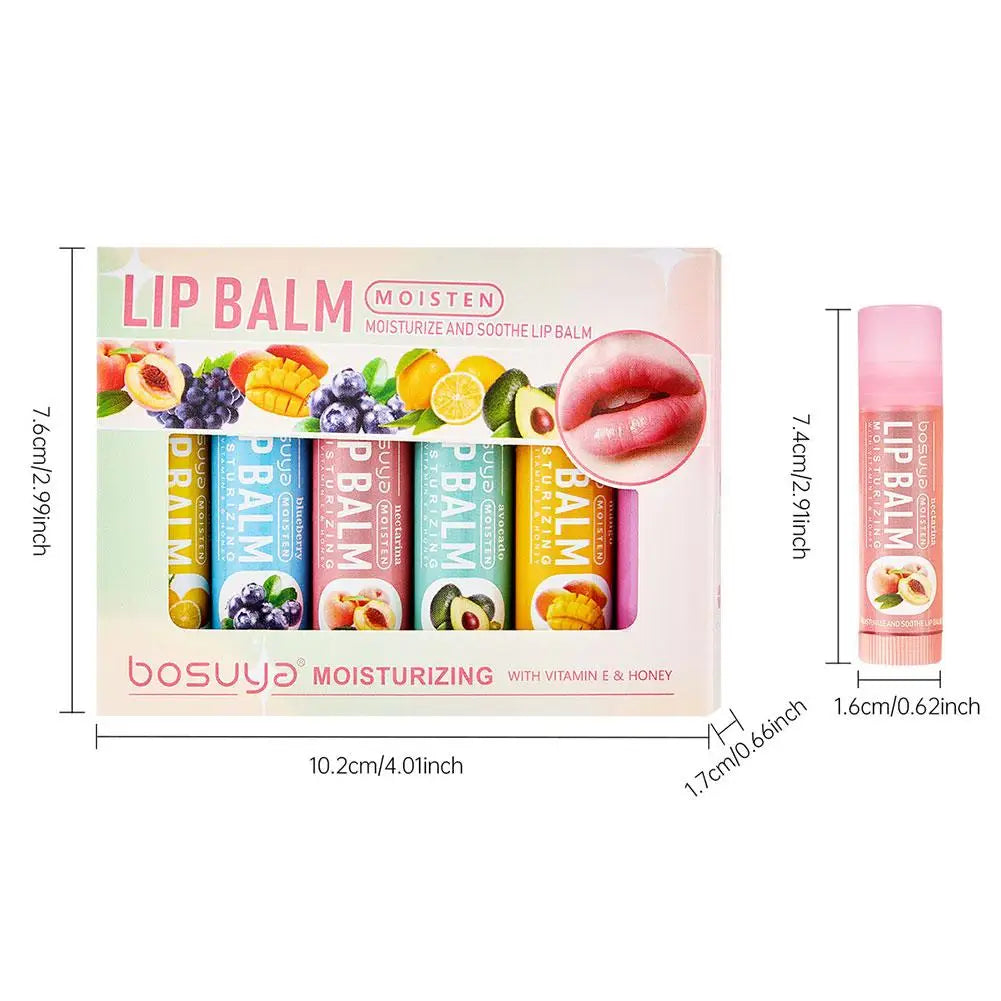 6PCS Assorted Fruit Flavor Lip Balm Set - Deeply Moisturizes and Hydrates for Preventing Chapped Lips in Winter Lip Care