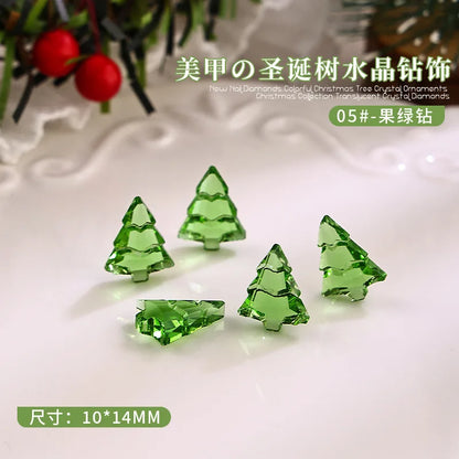 10PCS 3D Transparent Christmas Tree Nail Art Rhinestone Charms Gems Accessories For Winter Nail Decoration Design Supplies Parts