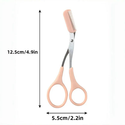 Pink eyebrow trimming scissors with built-in comb - stainless steel, precise grooming tool,creating perfect eyebrows Beauty Tool
