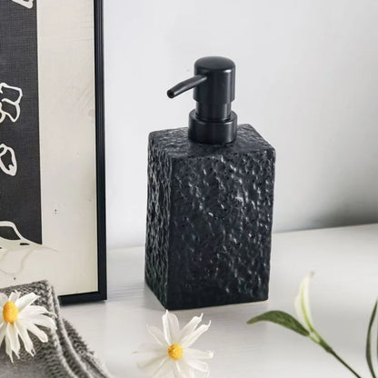 High End Stone Texture Ceramic Lotion Bottle for Home Hotel Multi Purpose Shampoo Hand Wash Bottle Durable Anti Slip Design