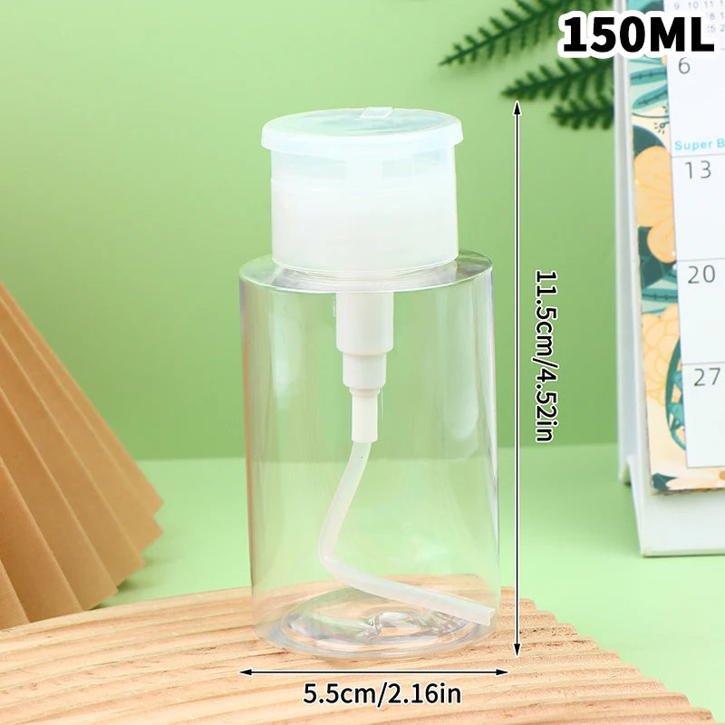 ♥100/150/200/300ml Empty Press Pump Bottle Dispenser Liquid Container Refillable Remover Cleaner Polish Makeup Manicure Tool