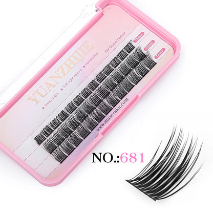 YUANZHIJIE 0.07 C/D DIY single lash Extension Clusters False Eyelash Precut Segmented Bundles Soft Natural Manga Make-up