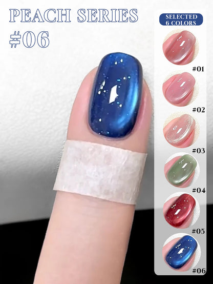 12ML 1-6PCS Summer And Autumn Island Glass Bead Magnet Cat Eye Gel Nail Polish Blue Nails Nail Art Nail Supplies