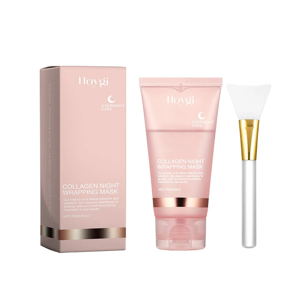 HOYGI Collagen Overnight Wrapping Peel Off Facial Mask Deeply Hydrating Moisturizing Night Wrapping Face Mask Care Cream