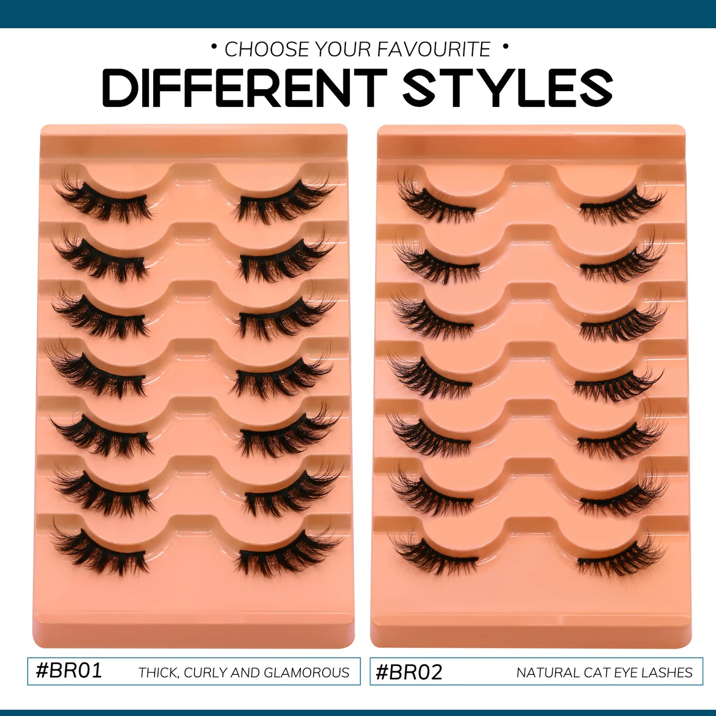 VELTRINAY Half Lashes Natural Cat Eye Eyelashes Wispy False Eyelashes 3D Volume Strip Natural Lashes Fake Eyelashes Makeup