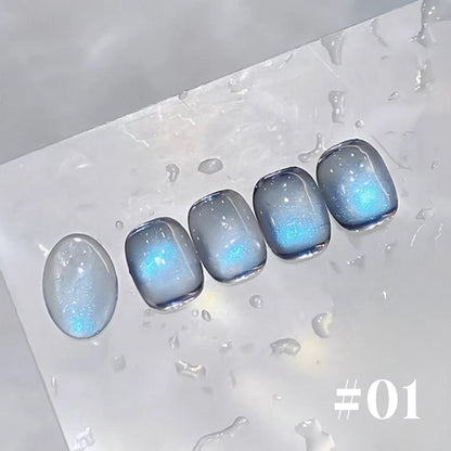 12ML 1-6PCS Summer And Autumn Island Glass Bead Magnet Cat Eye Gel Nail Polish Blue Nails Nail Art Nail Supplies