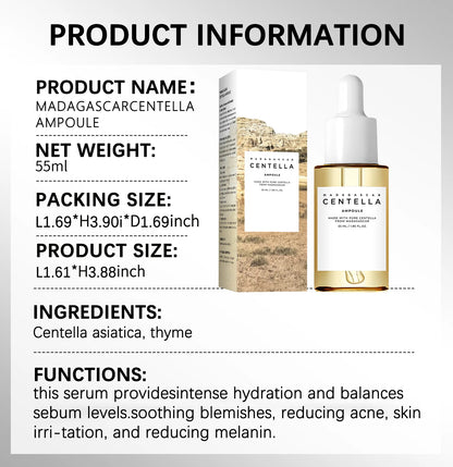 Centella Asiatica Brightening Serum: Calms Irritation, Reduces Breakouts, Balances Sebum & Diminishes Dark Marks for Clear Skin.