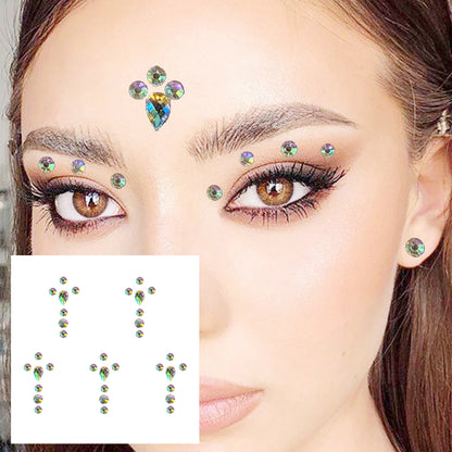 Red Heart Face Jewelry Temporary Tattoos Eye Forehead Diamonds Jewels Makeup Sticker Sparkle Water Drop Gems Nail Art Festival