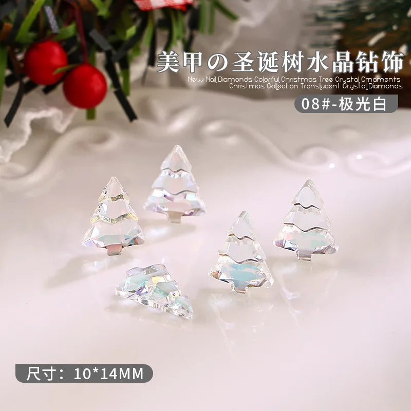 10PCS 3D Transparent Christmas Tree Nail Art Rhinestone Charms Gems Accessories For Winter Nail Decoration Design Supplies Parts