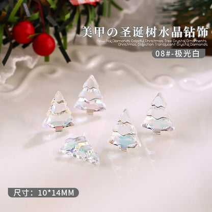 10PCS 3D Transparent Christmas Tree Nail Art Rhinestone Charms Gems Accessories For Winter Nail Decoration Design Supplies Parts
