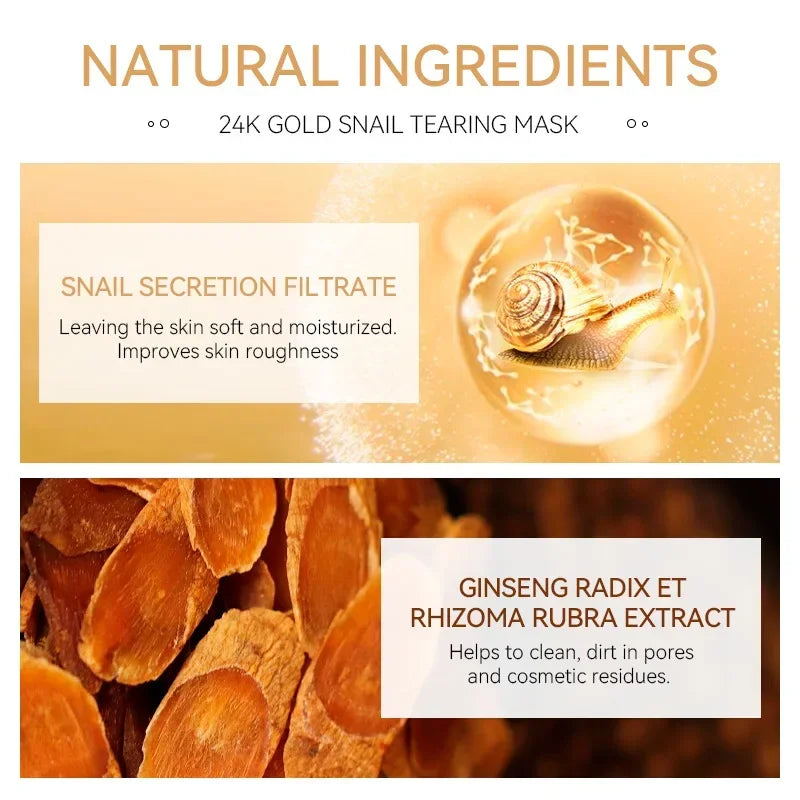 Laikou 24K Gold Snail Peel Off Mask Powerful Pore Cleaner Blackhead & Dirt Remover Detoxifying Facial Shining Skin Care 50g