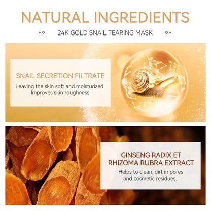 Laikou 24K Gold Snail Peel Off Mask Powerful Pore Cleaner Blackhead & Dirt Remover Detoxifying Facial Shining Skin Care 50g