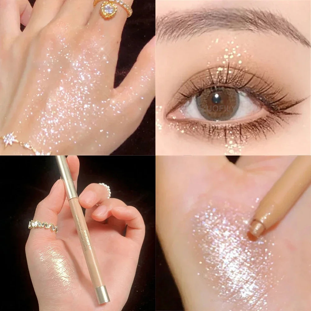 Sweet Mint Lying Silkworm Pencil Galaxy Glitter Eyeshadow Pen Long-lasting Waterproof Shiny Eyeliner Outline Pen Stick Makeup