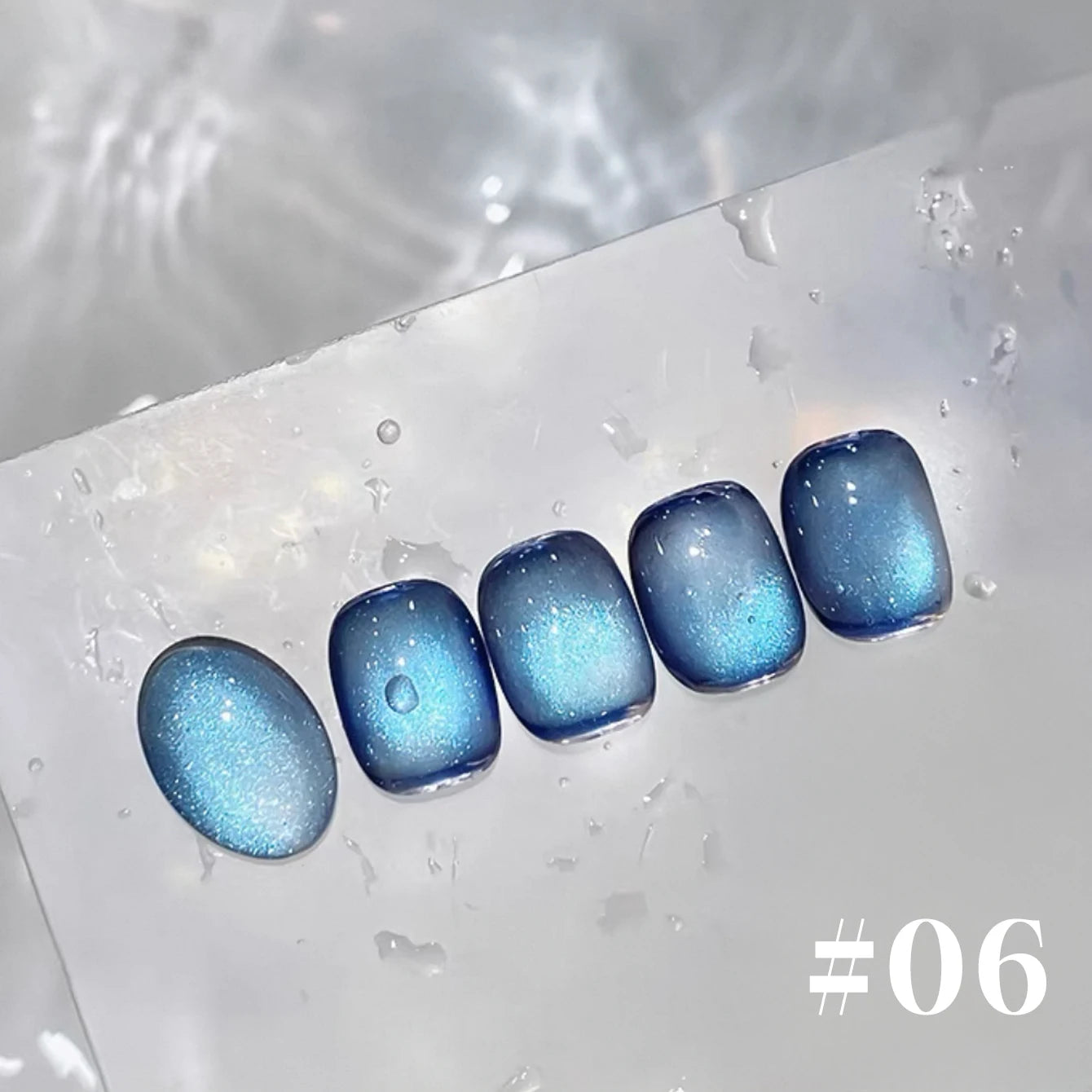 12ML 1-6PCS Summer And Autumn Island Glass Bead Magnet Cat Eye Gel Nail Polish Blue Nails Nail Art Nail Supplies