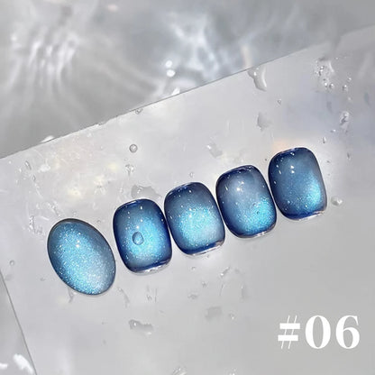 12ML 1-6PCS Summer And Autumn Island Glass Bead Magnet Cat Eye Gel Nail Polish Blue Nails Nail Art Nail Supplies