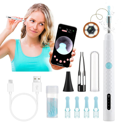 Smart Visual Ear Camera Set HD 1080P with WiFi Ear Pick Endoscope Ear Cleaner with Tweezers Ear Wax Removal Tool Ear Spoon Case